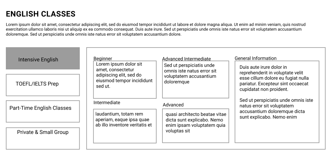 wireframe of information dense