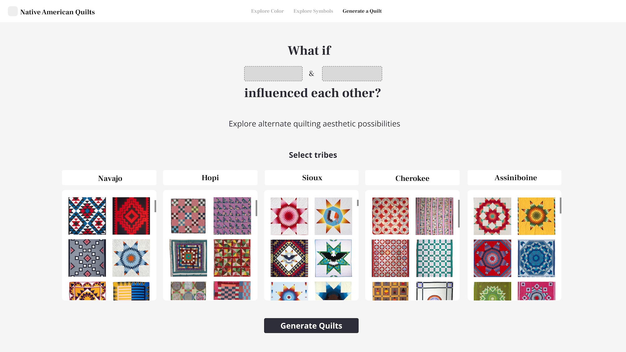 Final Visualizations of Generative a Quilt Landing Page