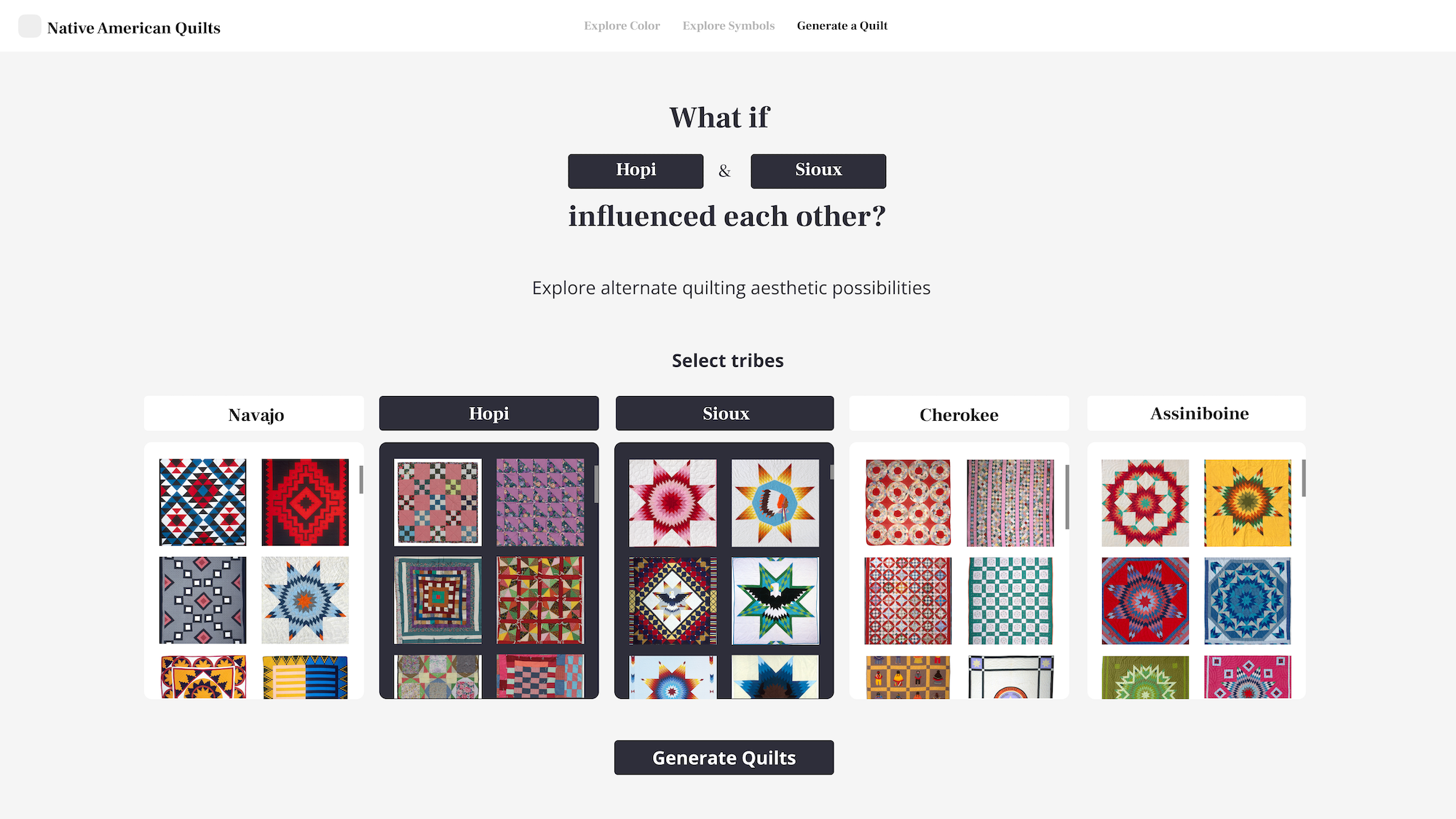 Final Visualizations of Generative a Quilt Results Page